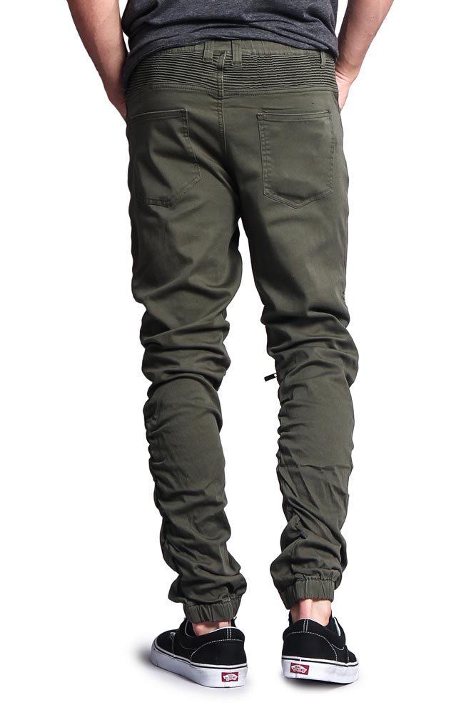 Victorious Men's Zipper Knee Scrunch Stacked Biker Twill Victorious Men's Zipper Knee Scrunch Stacked Biker Twill