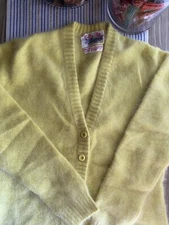 VTG Tally Ho Creation Henry Pollak Wool/ Angora Rabbit Hair  Sweater Yellow Sz S