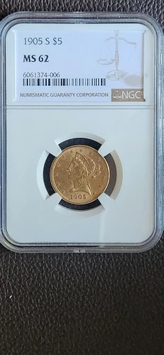 1905 S $5 Gold Liberty Head Half Eagle NGC MS62