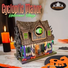 FG Square Cycloptic Manor All Seeing Eye Spooky Halloween Village Decor 10x7x12"