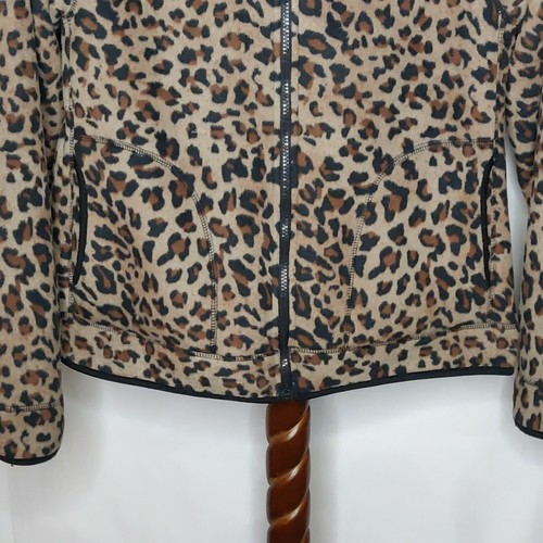Covington women's S hooded fleece jacket brown animal print full zip long sleeve - Picture 4 of 8