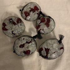 Decorative Glass Gems Hearts Red And White