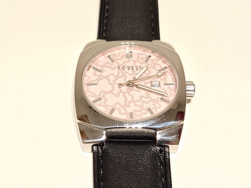 RETRO LUXURY ELEGANT PINK DIAL LADIES STAINLESS STEEL QUARTZ WATCH "TOUS"/00380 - Picture 6 of 13