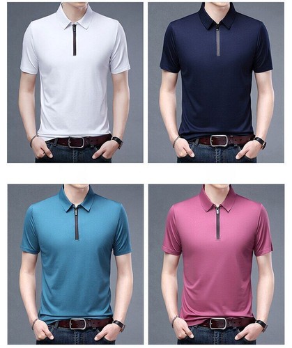 Sommer Business Kurzarm Poloshirt Herren Kleidung Kragen Oberteile - Bild 14 von 32