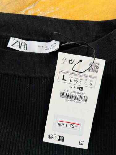 ZARA Black Faux Fur Cuff Knit Top Size L / 14 BRAND NEW WITH TAGS - Picture 7 of 7