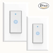 Smart Wifi Light Switch 2-Pack Works with Alexa Google Home Android IOS IFTTT 