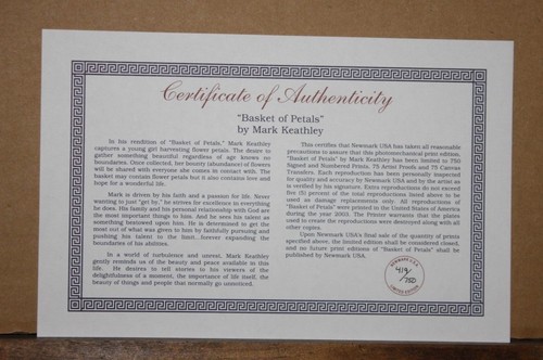 Basket of Petals by Mark Keathley Flowers Roses Little Girl Woven Basket COA - Picture 4 of 4