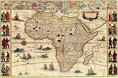 Old World Exploration AFRICAN CONTINENT Latin Africa Map 1660 24"x18"