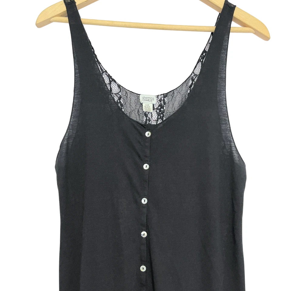 Charming Charlie Y2K фея гранж Майка женщин размер L черный кружева назад ведьмы - Изображение 3 из 4