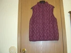 Women's Tangerine Vest Sleeveless burgundy  Zipper Two Pockets Zip  Large