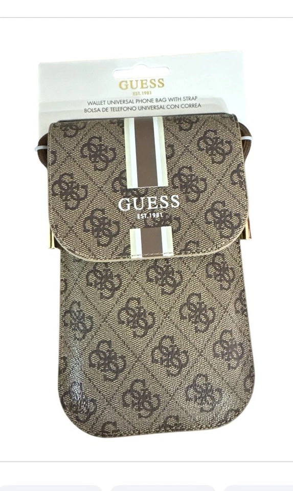 Nuevo Bolso de Mano Guess Phone Marrón,Logo,Talla 7.5"×4.7"  Foto 2 de 4