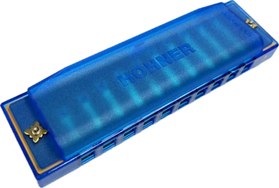 Hohner Kids Clearly Colorful 10-Hole Diatonic Clear Blue Harmonica - Key of C