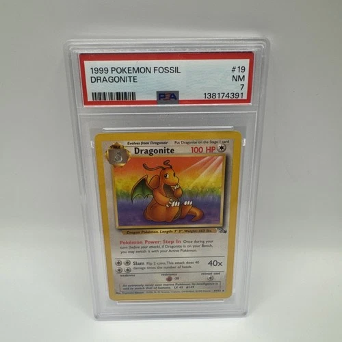 1999 POKEMON FOSSIL #19 DRAGONITE PSA 7