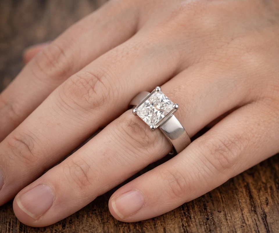 2.00 Ct Radiant Cut Natural Diamond Bridal Gift Ring 18K Solid White Gold2 - Image 2 of 4