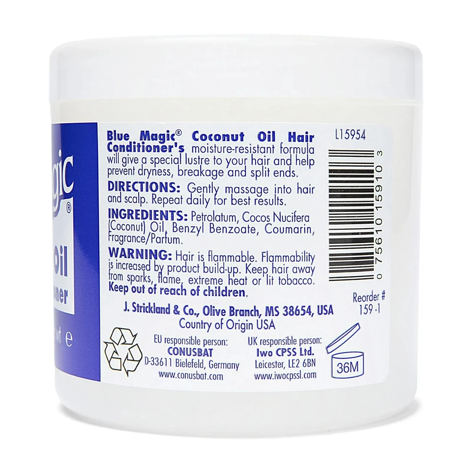 Blue Magic椰子(白色)护发素抗断裂头发和头皮润滑脂12盎司 — 第 2/4 张图片