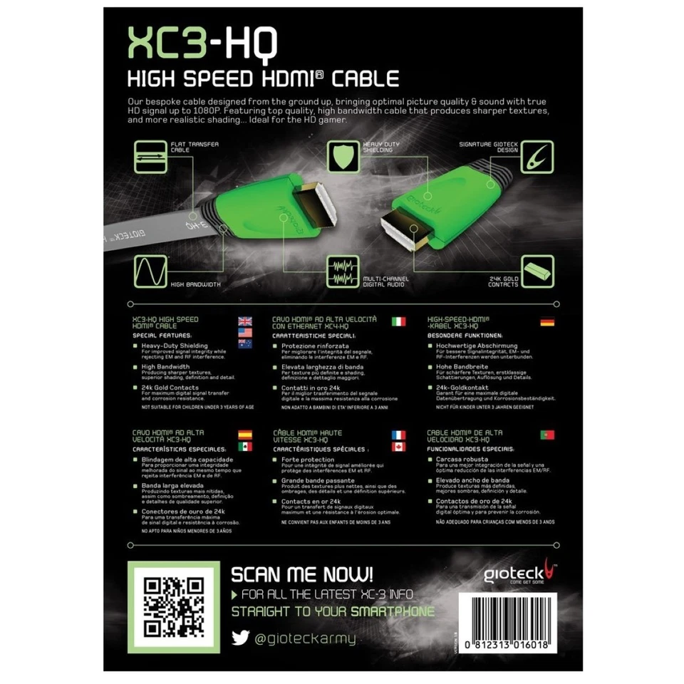 Gioteck HQ HDMI-Kabel Anschluss-Kabel für Microsoft XBOX ONE XBOX 360 Konsole TV - Bild 4 von 4