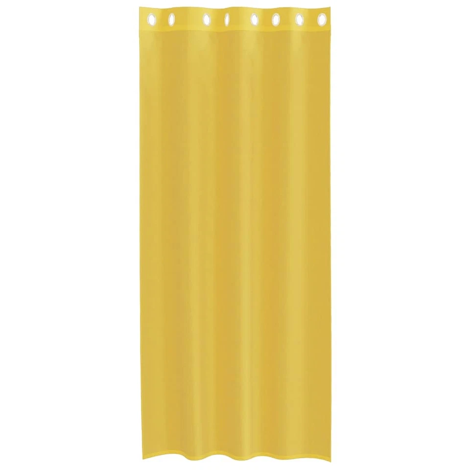 Voile Curtains Yellow 140x225cm 100% Polyester Sheer Eyelet Panels 2 pcs Set UK - Image 4 of 4