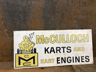 Rare Sign McCulloch Go Kart Advertising Racing Motor Dealer Lawn Mower Oil Can