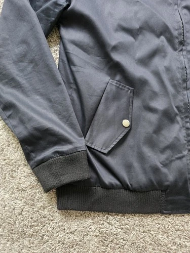 State & Liberty Full Zip Bomber Jacket Harrington SMALL S Navy Blue NYLON Cotton image 5