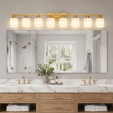 52" 8 Lights Vanity Light Milk Glass Wall Lamp Bathroom Mirror Sconce Fixture UL