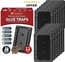 12pk LULUCATCH Sticky Mouse Traps Indoor Pest Control Pet Safe Non-Toxic Glue