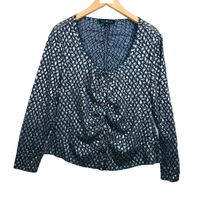 Anna Scott Aileen Cardigan Top Femme 2XL Noir Doré Manches Longues Bouton Animal - Photo 1/4