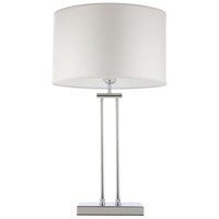 Tischleuchte Stoff Metall E27 60 Cm Chrom Weiß Modern Beistell Nachttisch Lampe