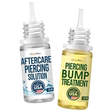 Bodyj4You 2PC Piercing Aftercare Kit - Saline Solution Drops Ear Piercing Cleane