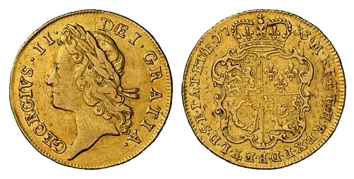 GREAT BRITAIN. George II 1733 AV Guinea. NGC XF45 KM 573.3; SCBC-3674.