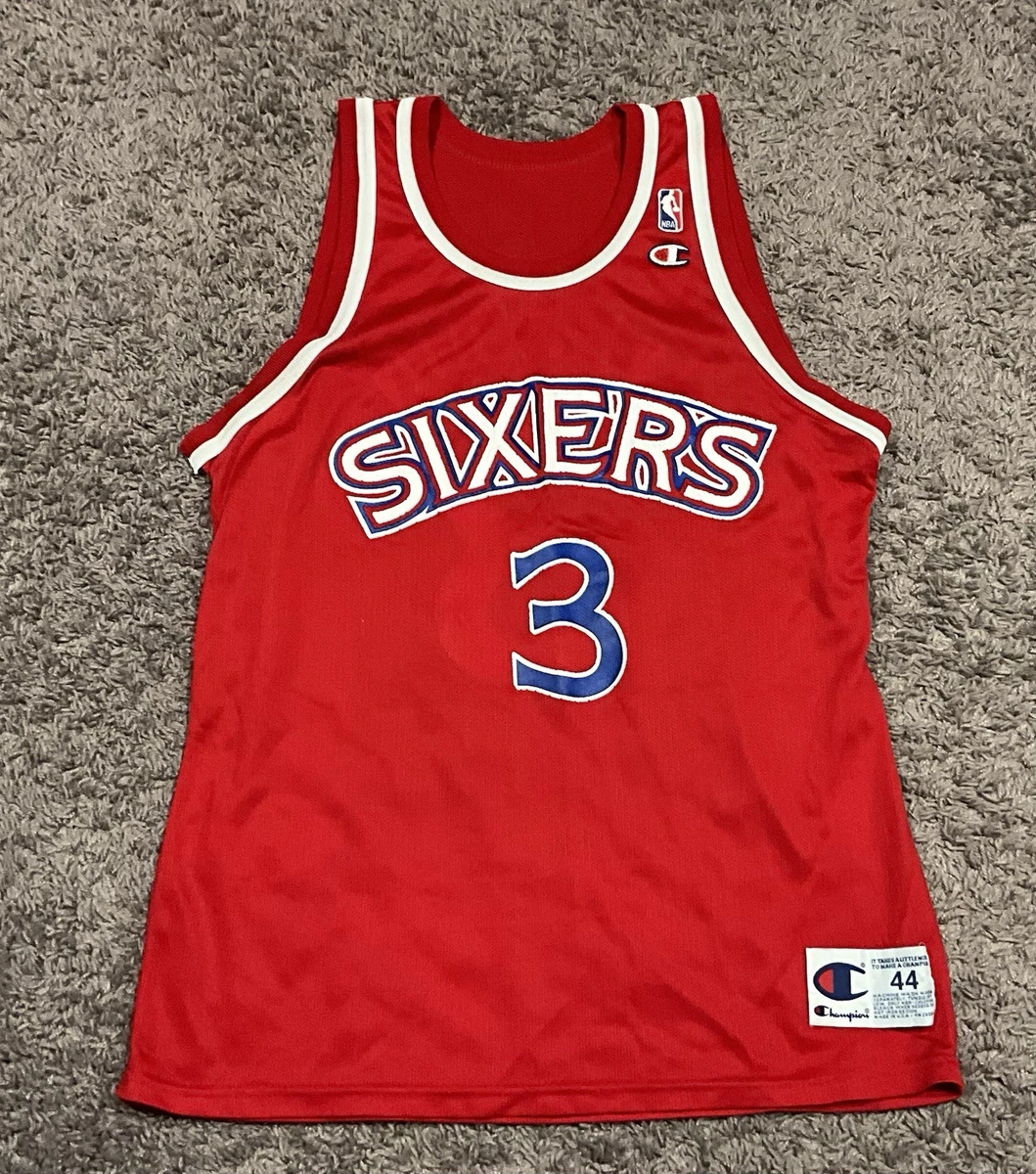 Champion Sixers ユニフォーム 44 Allen Iverson Vintage Allen Iverson Champion Jersey Philadelphia 76ers White Red