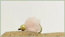 Barbless Eggstacy Fly, Gold Bead Mini Peach Eggstacy Blobs Size 10 Trout Flies