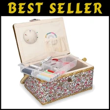 Portable Sewing Box with Organizer Tray - Floral Print