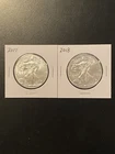 Vintage American Silver Eagle $1 Coins (lot Of 2): 2017 & 2018 UNC & SHARP!!