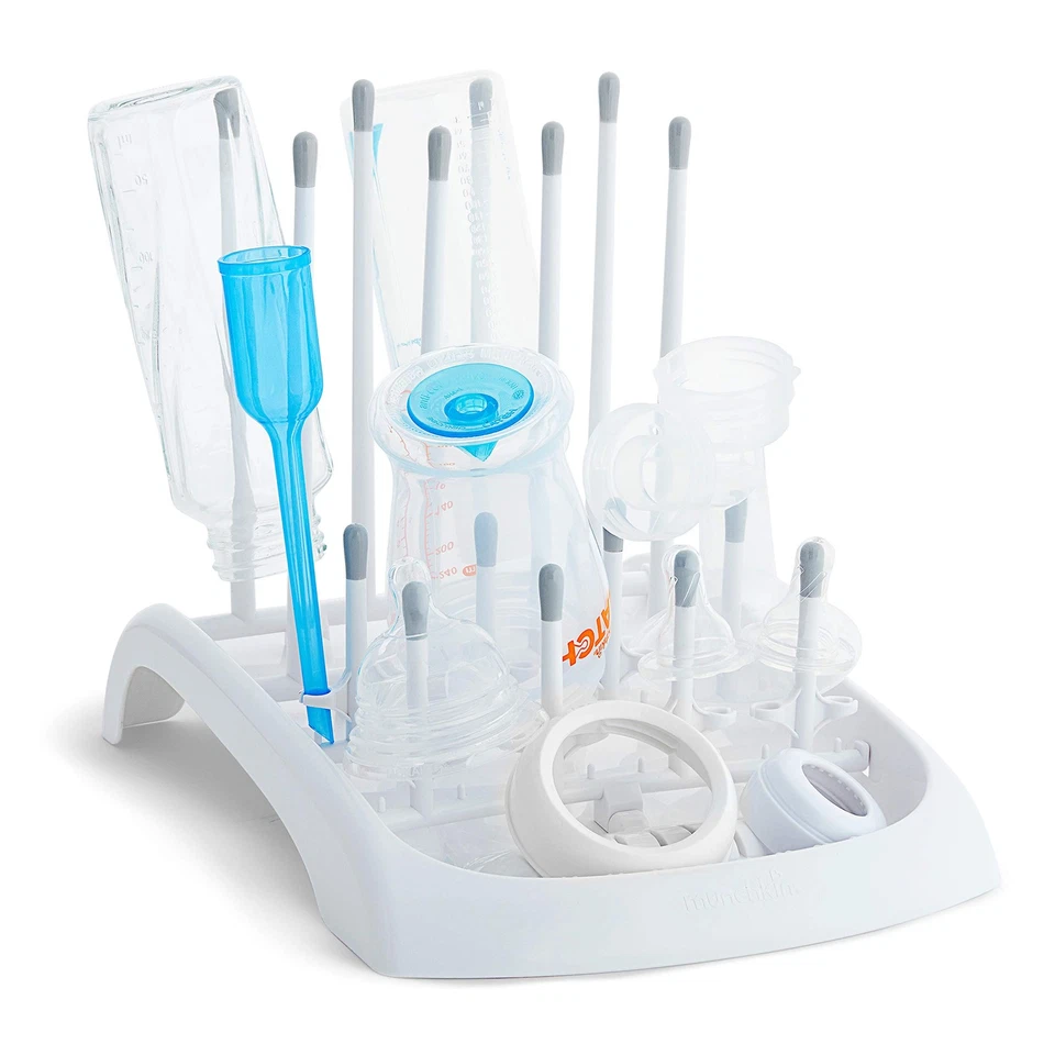 Estante de secado de biberones gris encimera que ahorra espacio con clavijas y depósito Foto 2 de 4