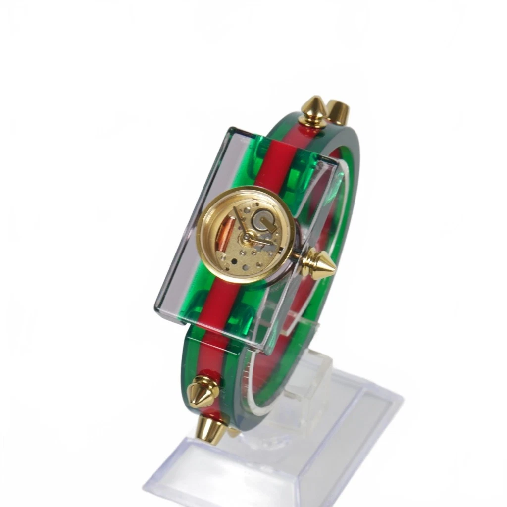 Y0719 Orologio Donna Gucci Vintage Web 143.5 Linea Sherry Borchiato Trasparente 
