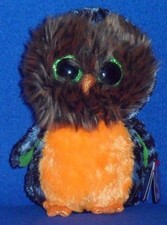 TY BEANIE BOOS - MIDNIGHT the 6" HALLOWEEN OWL - MINT with MINT TAG