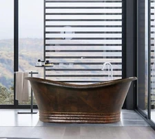 Antique Copper Hammered Bathtub Heavy Solid  58"x28"x28"-NO CUSTOMS TARIFF