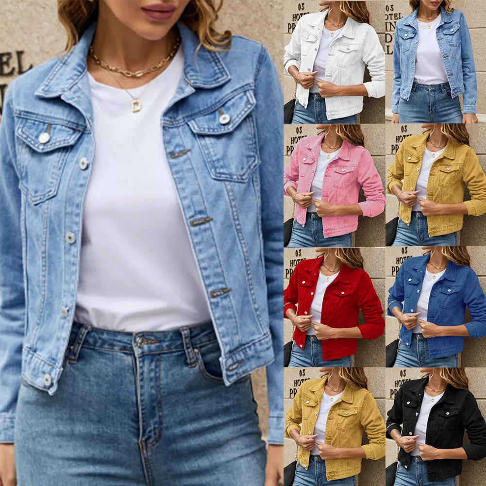 Light blue jeans top jacket for womens