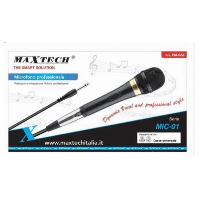 MAXTECH MICROFONO CON CAVO KARAOKE FESTE DINAMICO 3.2 MT XLR-JACK ON/OFF MIC-01 FM-868