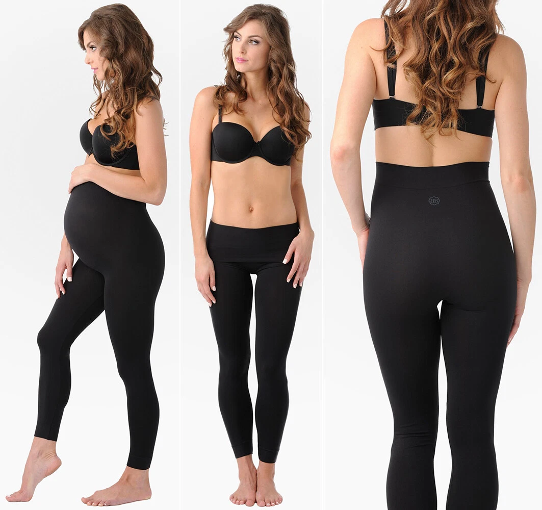 BELLY BANDIT BDA Maternity LEGGINGS L Black Before-During-After