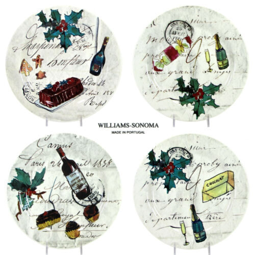 Williams-Sonoma HOLIDAY PARTY 9" Dessert Plate Set 4Pc Chocolates Christmas NIB - Picture 1 of 11