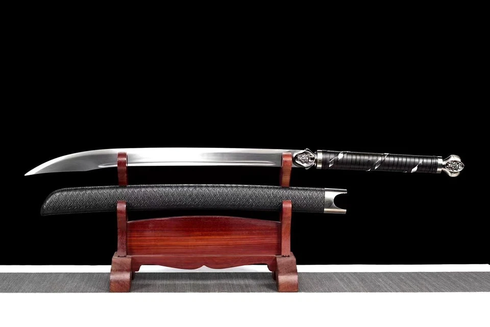 WUSHU Hoja Espada Glaive Chino Kung Fu Borde Manganeso Acero Machete Drago Foto 3 de 4