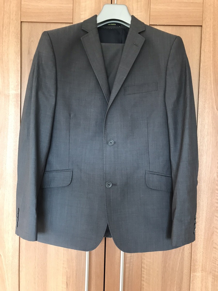 Ted Baker Endurance Grey 2-piece Mens Suit Jacket 40S Trousers 32R