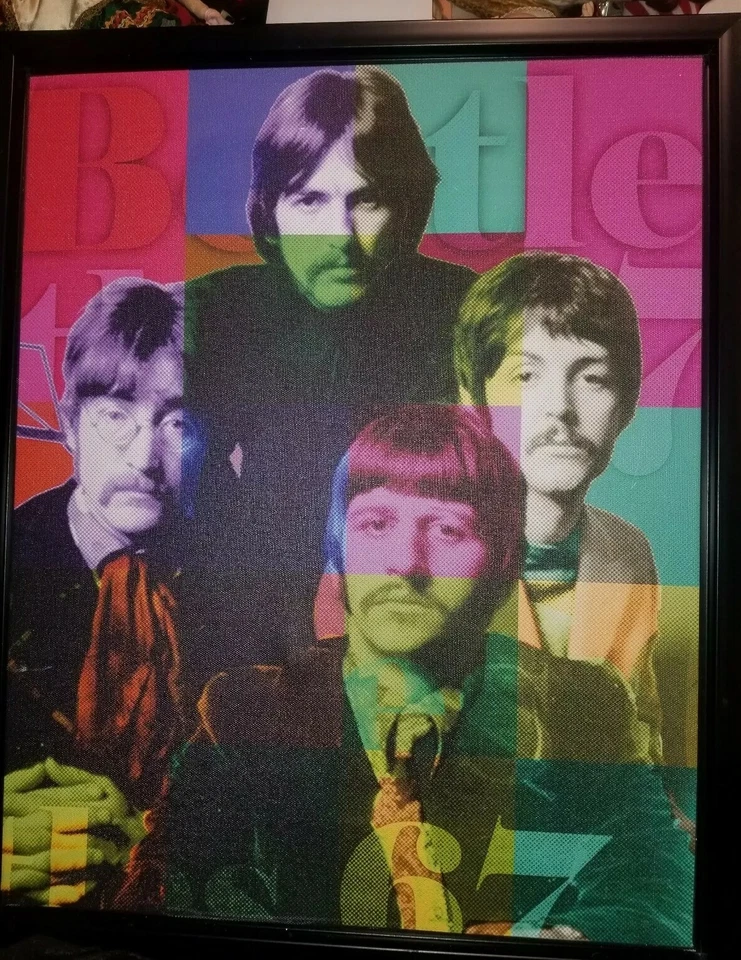 Beatles -bright Multi-Color Canvas Framed Canvas 23x18"rare print #020-719815 - Image 4 of 4