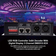 LED RGB Controller 3x8A Decoder With Digital Display 3 Channel DMX512-3CH UK
