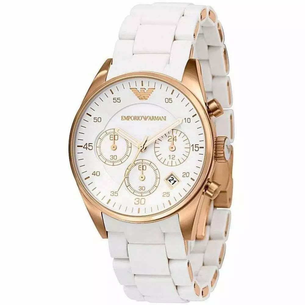 White and gold armani watch deals