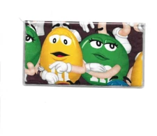 M&M CANDY CHECKBOOK COVER REGISTERED FABRIC GREEN AND YELLOW