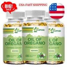 Oregano Oil 4000 mg Capsules Contains Carvacrol Herbal Supplement 3 Bottles Caps