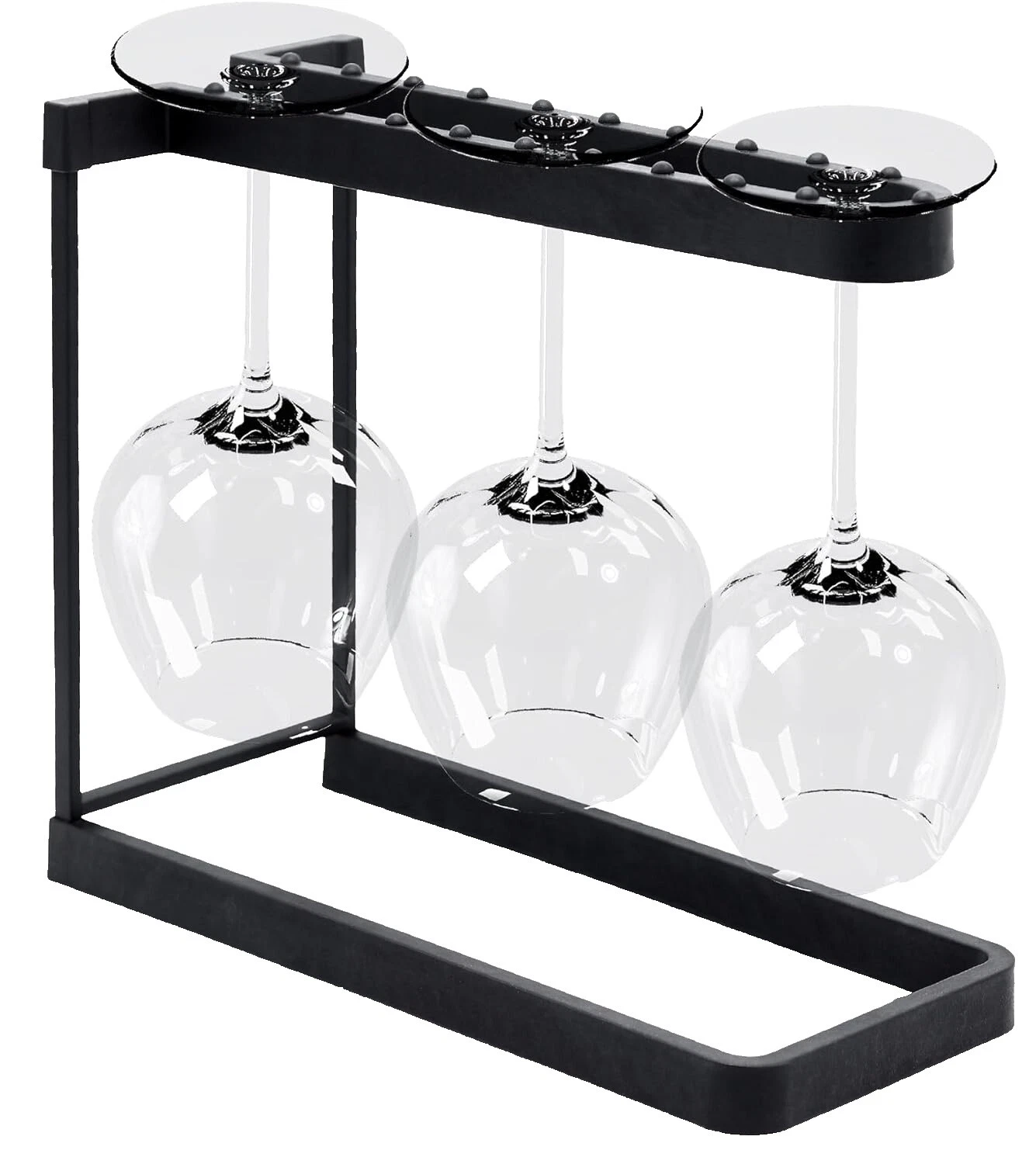 Bastidores de vino de acero inoxidable negro y Portabotellas