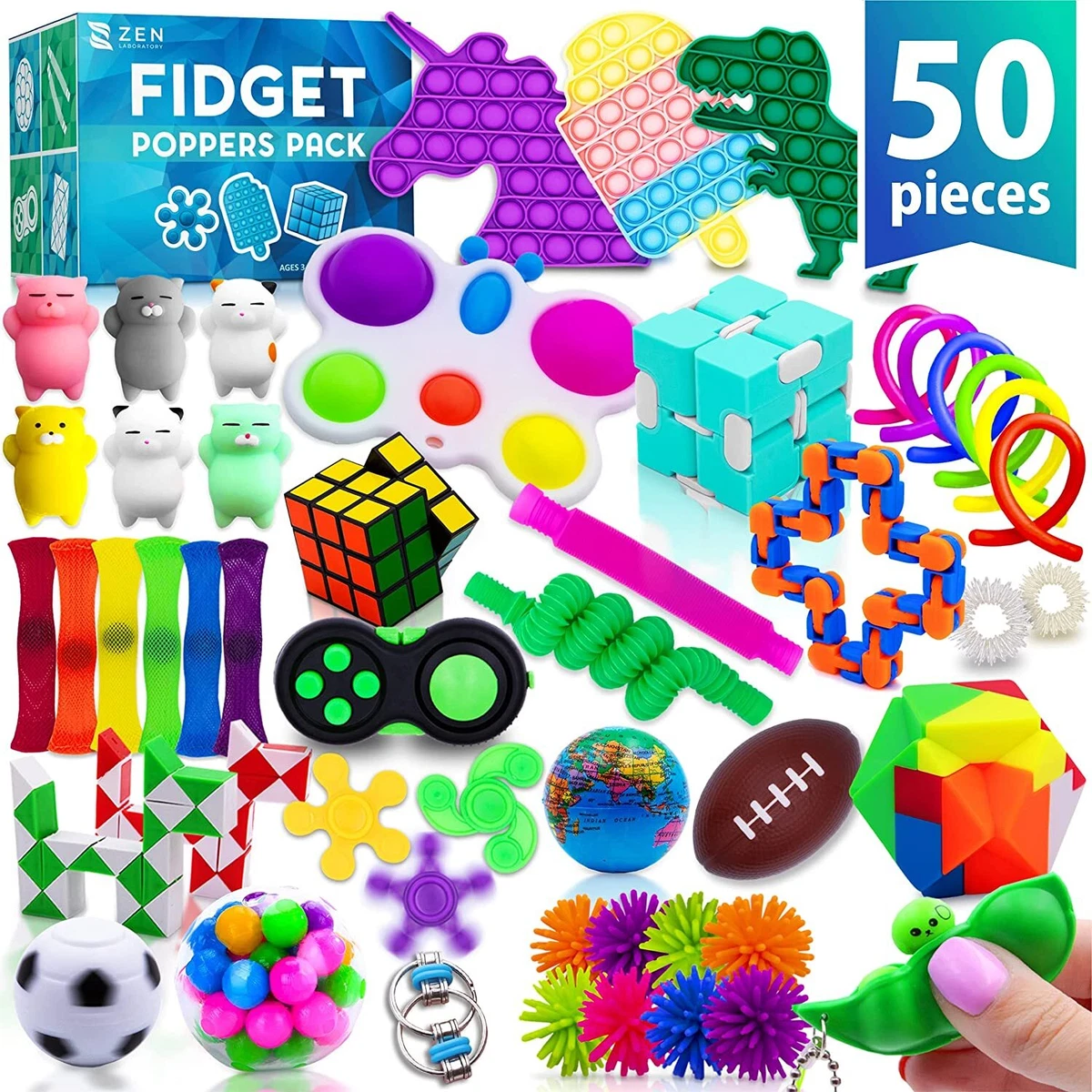 50 Piece Fidget Toys Sensory Pack Bulk Fidgets Pop Its Dimples Party Favors  NEW